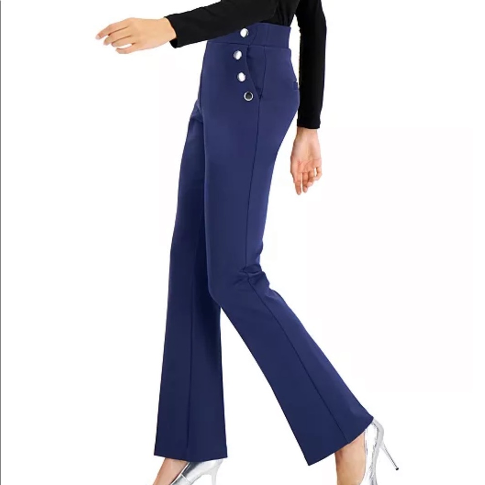 INC Side-Button Boot Cut Pants - Picture 2 of 6